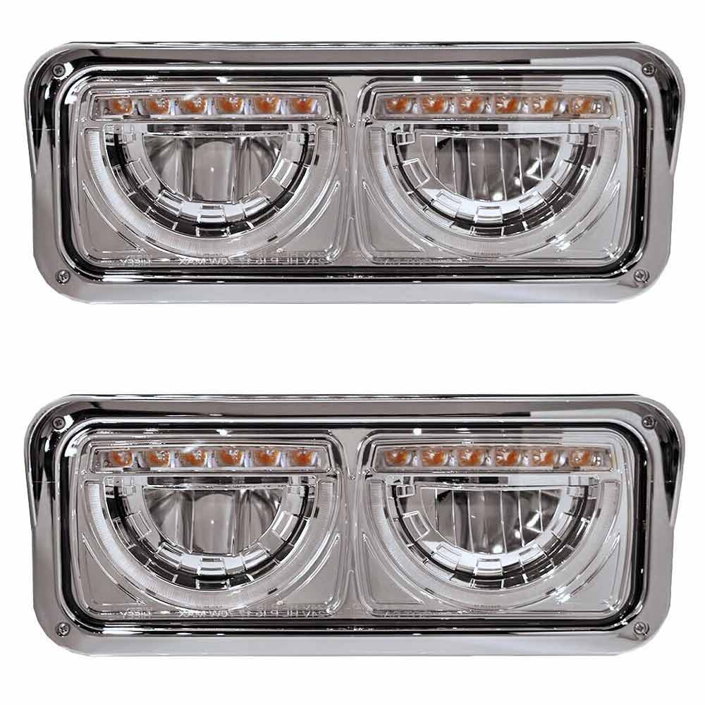 Kenworth T600 T800 W900B W900L Half Moon Rectangular Chrome