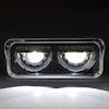 Peterbilt 357 365 378 379 Half Moon Rectangular Blackout Headlight Assembly - Headlights On