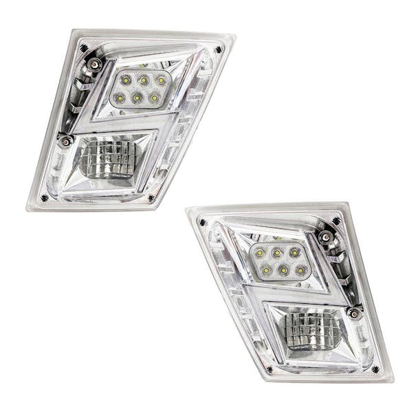 Volvo VN VNL 2004-2018 Chrome LED Fog Light With Daytime Running Lights - Default