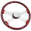 18" Big Skull Print SCI Steering Wheel - Red Side