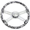 18" Big Skull Print SCI Steering Wheel - White