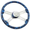 18" Big Skull Print SCI Steering Wheel - Blue Side