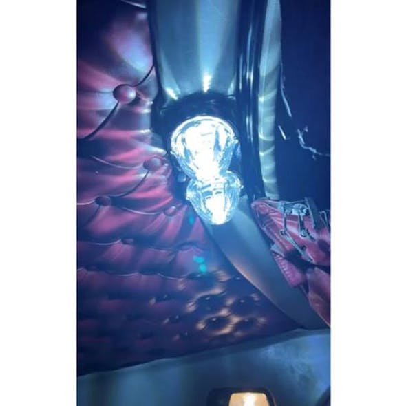 Kenworth Stainless Steel AeroCab Center Dome Light Plate 2 Watermelon Holes With 1 Toggle Switch Hole - Interior