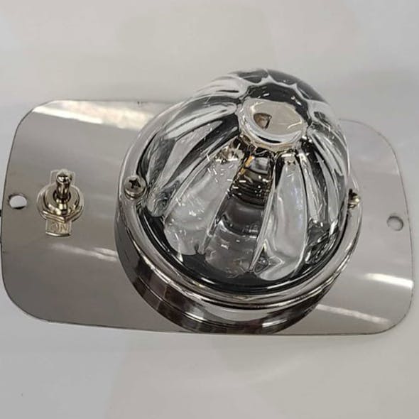 Peterbilt Stainless Steel Single Small Bunk Map Light 1 Watermelon Hole With 1 Toggle Switch Hole - Light Installed