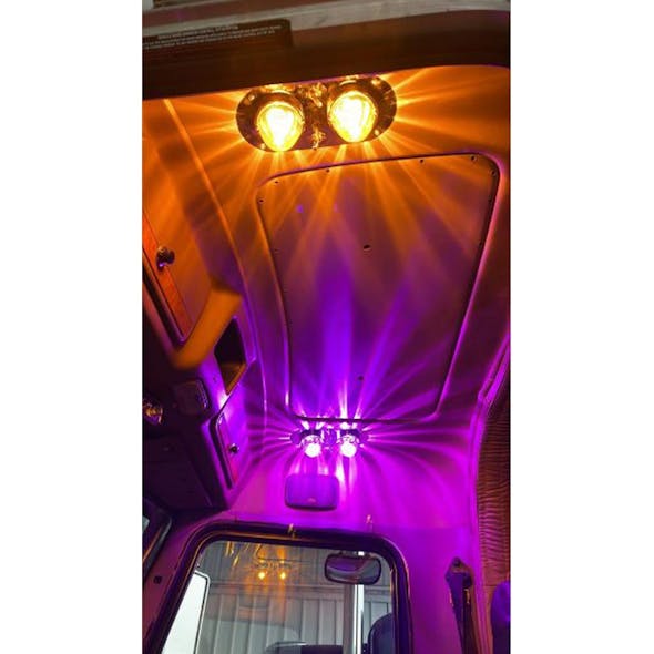 Peterbilt Kenworth Above Door Dome Light Plate 2 Watermelon Light Holes With 2 Toggle Switch Holes - Amber