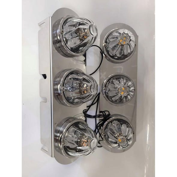 Kenworth Stainless Steel 15" Front Air Cleaner Bracket Pair With Radius Ends 3 Watermelon Light Holes - Pair