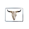 Longhorn Belt Buckle - White Rectangular
