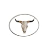 Longhorn Belt Buckle - White Oval