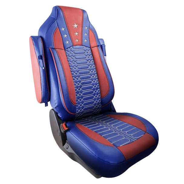 Peterbilt 33" High Back American Flag Seat Cover Faux Leather Full Set (48822) - default