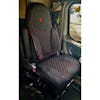 Freightliner Cascadia Semi Truck Premium Cloth Orthopedic Seat Cover - installed blk red