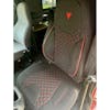 National & Heritage Silver Semi Truck Premium Orthopedic Seat Cover - installed blk red
