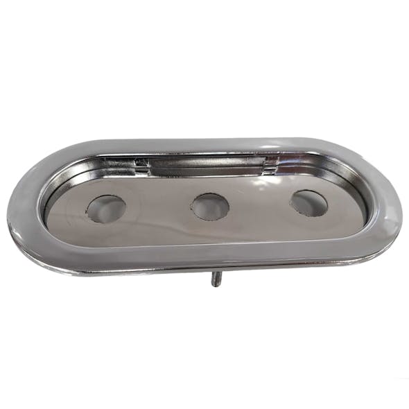 Universal Stainless Steel Oval Light Plate Adapter with 3 LED Holes 3/4" (100642) - plate and trim