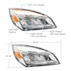 Freightliner Cascadia Chrome High Power LED Headlight 2018-2023 - dimensions