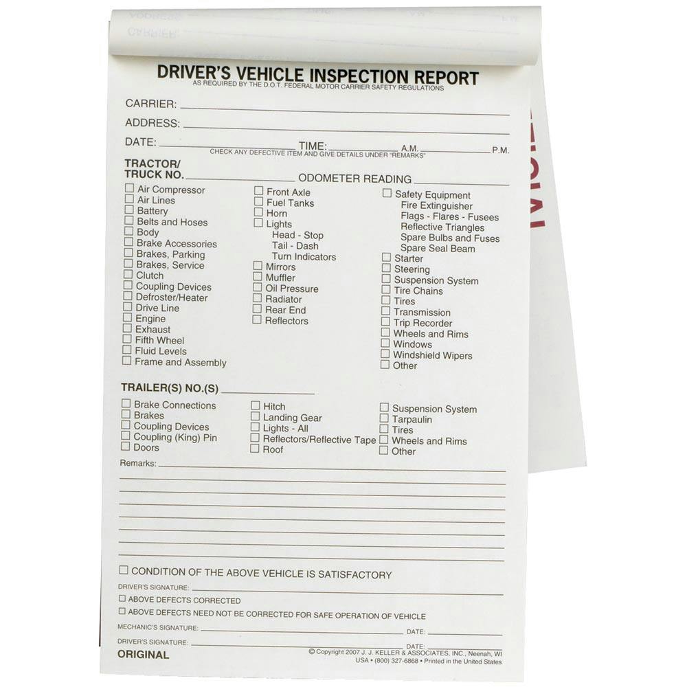 Detailed Driver Vehicle Inspection Repor 2-Ply | Raney's