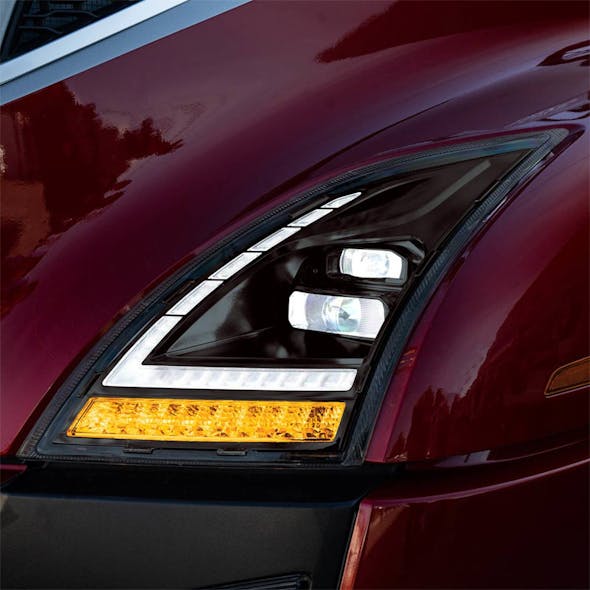 Volvo VNL Full LED Blackout Headlights With DRL and Sequential Turn Signal - mounted