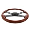 18"Matte Black 4 Spoke Steering Wheel With Wood Grain-Side
