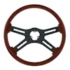 18"Matte Black 4 Spoke Steering Wheel With Wood Grain-Side 2