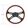 18"Matte Black 4 Spoke Steering Wheel With Wood Grain-Length