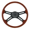 18"Matte Black 4 Spoke Steering Wheel With Wood Grain-Default