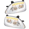 Peterbilt 579 587 Chrome LED Headlight With Sequential LED Turn Signal - Tilted On