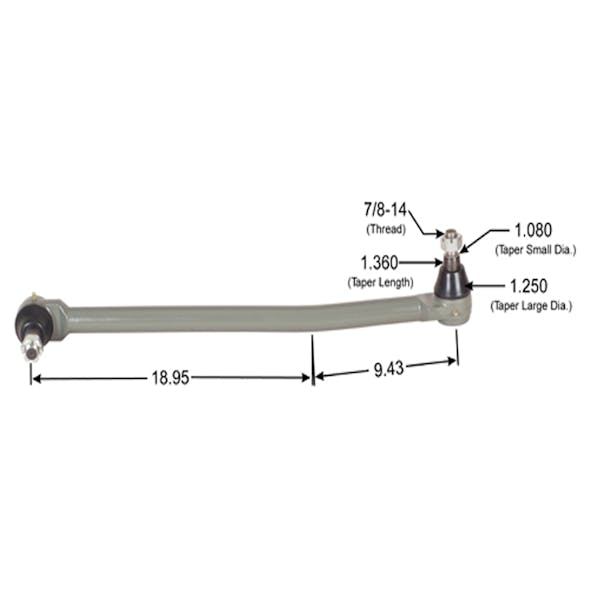 Kenworth Drag Link L24VU8008C11 Dimensions