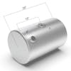 Kenworth Aluminum Replacement 70 Gallon Fuel Tank Rear Fill - dimensions
