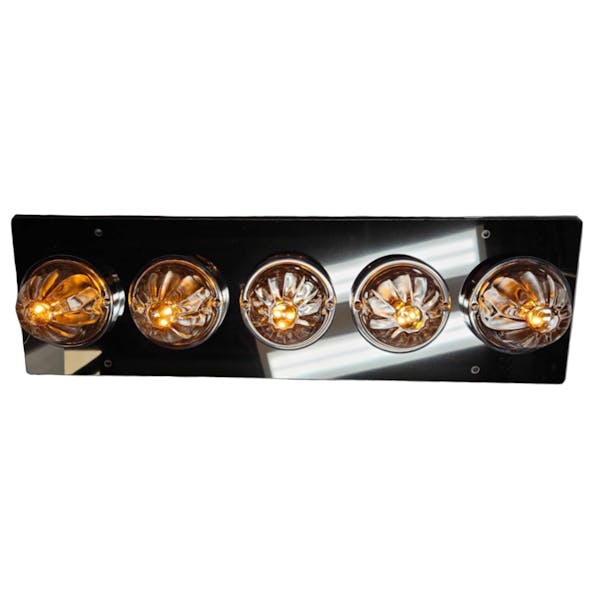 Peterbilt 378 379 Sleeper Dome Light Bracket with 5 Watermelon Light Holes - lit