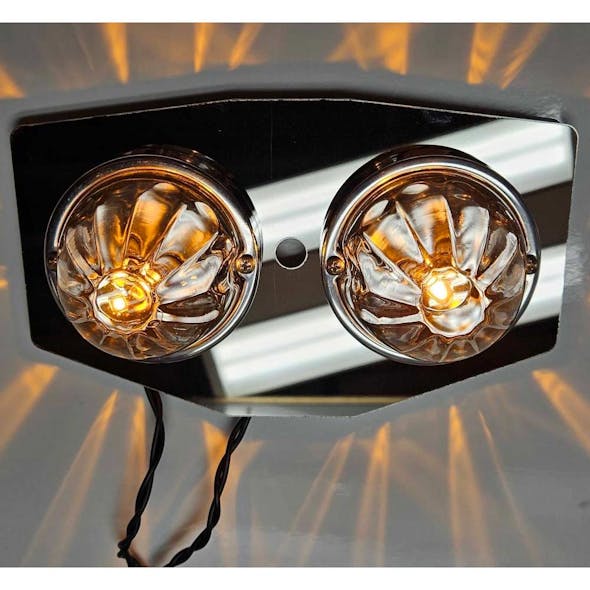 Freightliner FLC Cab Dome Light Bracket with 2 Watermelon Light Holes - lit