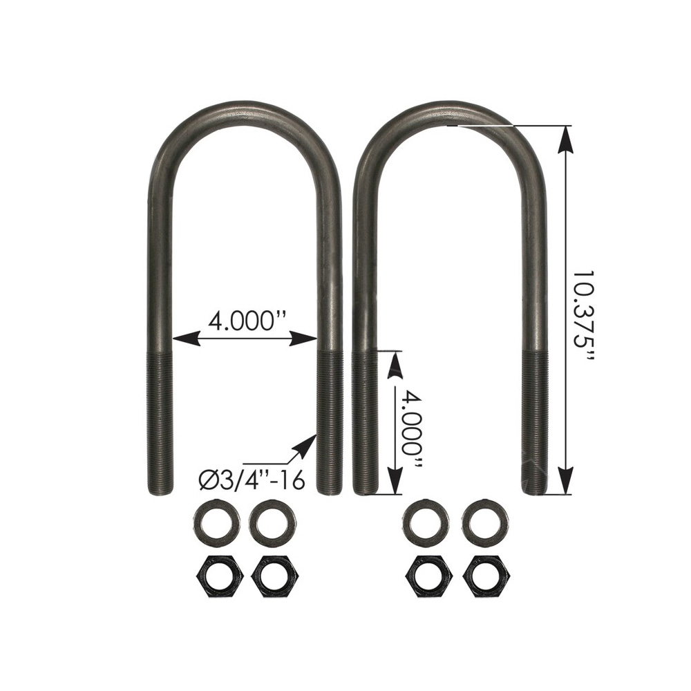 Heavy Duty U-Bolt Kit 3/4" X 4" X 7-3/4" Square - Belgrade Parts Replacement For A6803220425