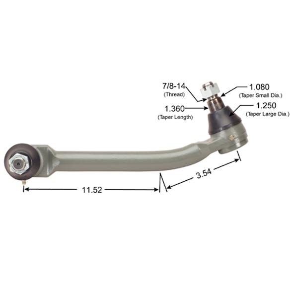Peterbilt Drag Link Assembly 10-02163 Dimensions