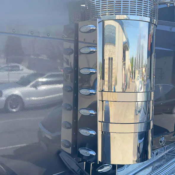 Peterbilt 589 Stainless Steel Air Cleaner Light Bars By Valley Chrome Front