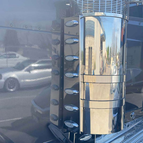 Peterbilt 589 Stainless Steel Air Cleaner Light Bars By Valley Chrome Front