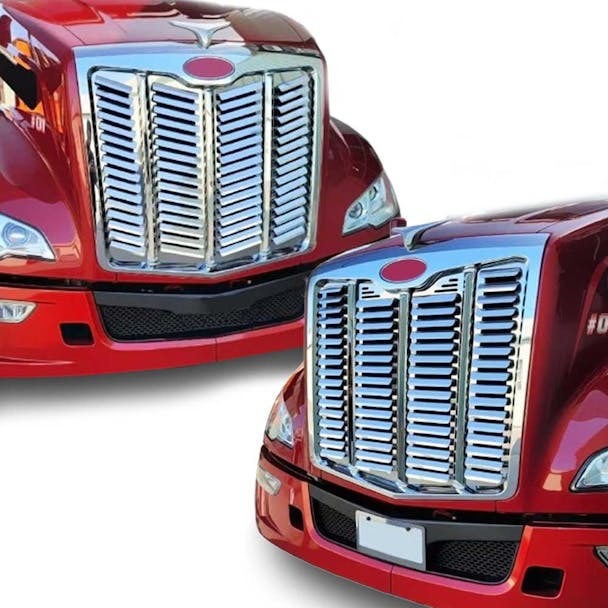 Peterbilt 579 Standard & Slanted Louvered Hood Grill Side By Side