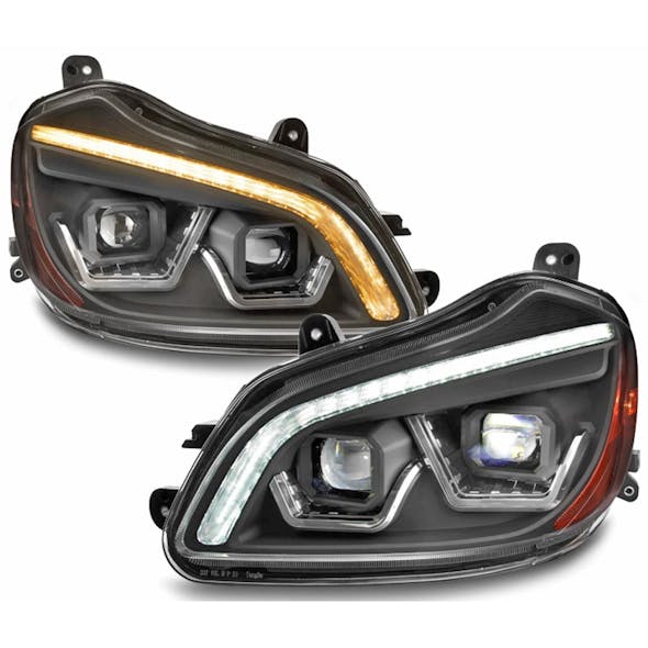 Kenworth T680 Blackout Projector Headlight with Sequential Turn Signal - both sides