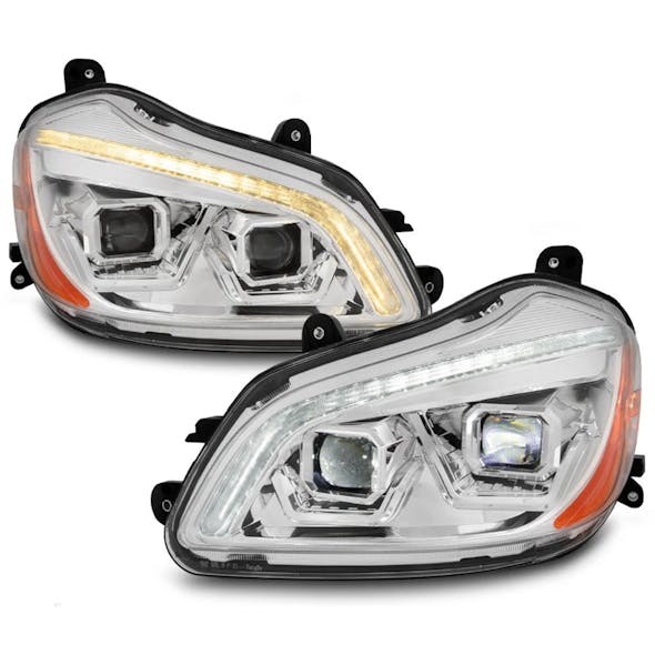 Kenworth T680 Chrome Projector Headlight with Sequential Turn Signal KIT