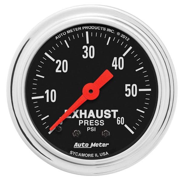 AutoMeter 2 1/16" Chrome Mechanical Exhaust Pressure Gauge 0-60 PSI Default