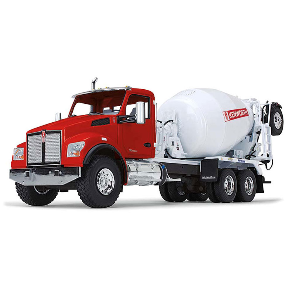 Kenworth T880S With Red And White McNeilus Bridgemaster Concrete