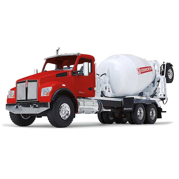 Kenworth T880S With Red And White McNeilus Bridgemaster Concrete Mixer 1/34 Scale