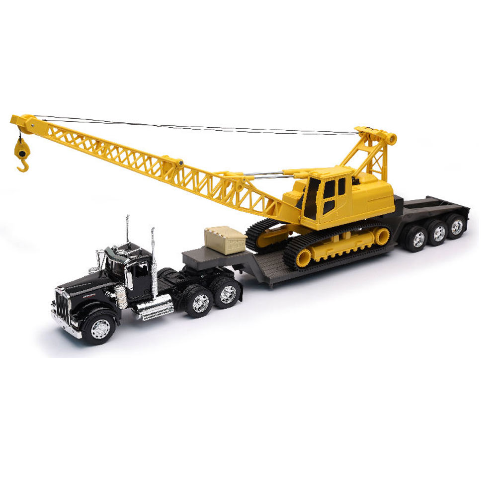 Kenworth W900 With Lowboy Trailer Hauling A Crawler Crane