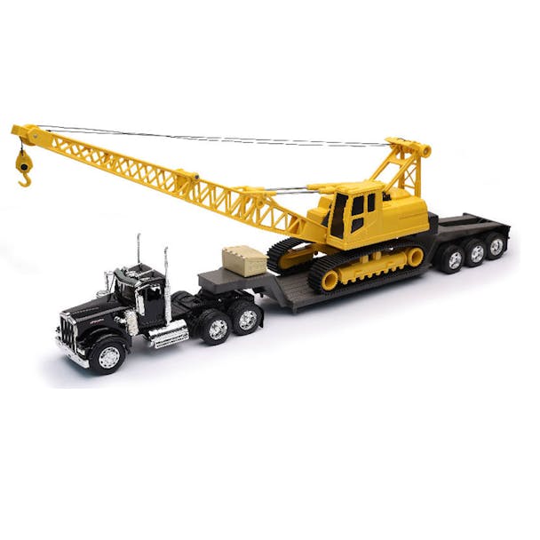 Kenworth W900 With Lowboy Trailer Hauling A Crawler Crane 1/32 Scale