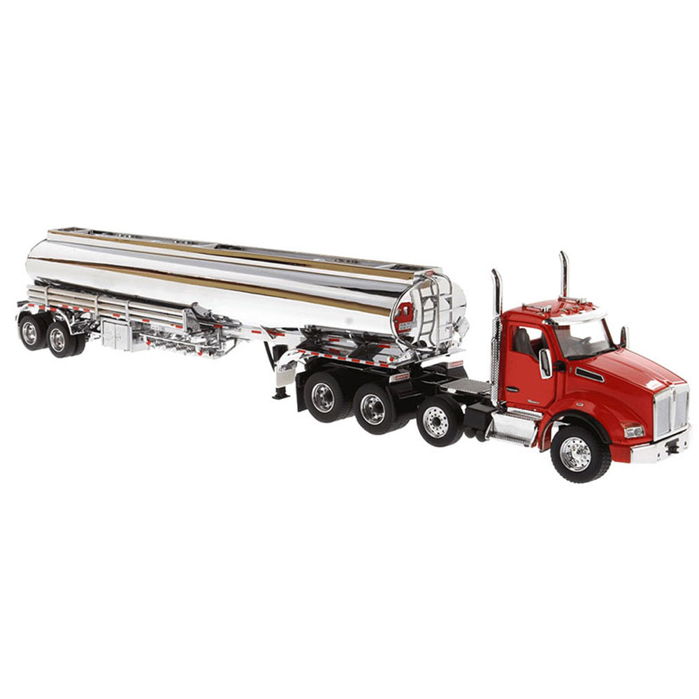 Kenworth T880S Red Day Cab Pusher Axle And Heil Petroleum Chrome