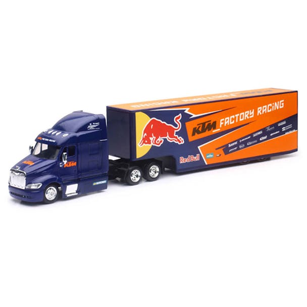 Peterbilt 387 With 3-Axle Red Bull KTM Racing Trailer Replica 1/50 Scale