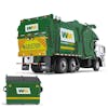 Mack LR Waste Management Truck With McNeilus Meridian Front Loader And Trash Bin Replica 1/34 Scale rear