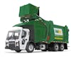 Mack LR Waste Management Truck With McNeilus Meridian Front Loader And Trash Bin Replica 1/34 Scale default