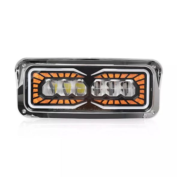 Peterbilt 357 365 378 379 Blackout Horizon Series DRL LED Headlight Assembly - Driver Side Front View