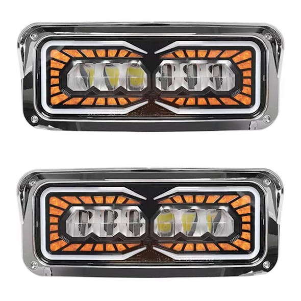 Western Star 4800 4900 6900 Blackout Horizon Series DRL LED Headlight Assembly - Both, Driver & Passenger Sides