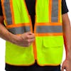 High Visibility Reflective Yellow Safety Vest - Example Being Zipped Up