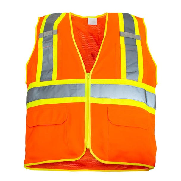 High Visibility Reflective Orange Safety Vest - Front View