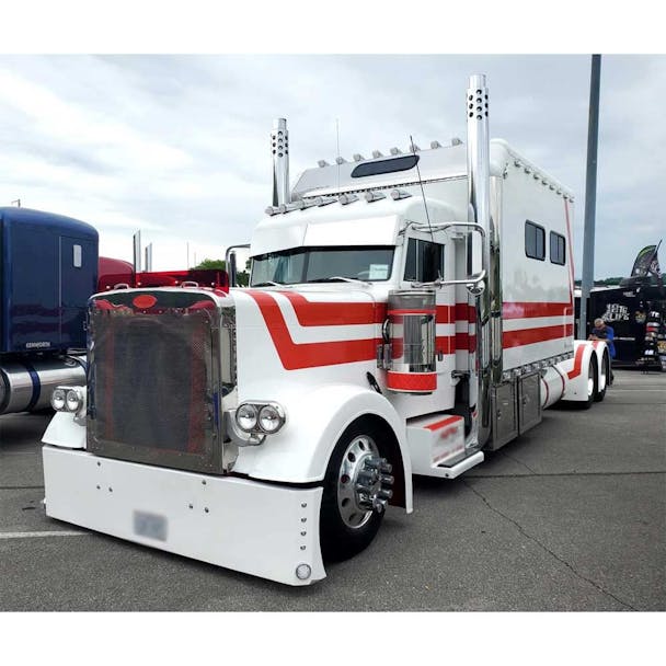 Universal Fiberglass Mitered 20" Bumper With Recessed License Plate - driver side view