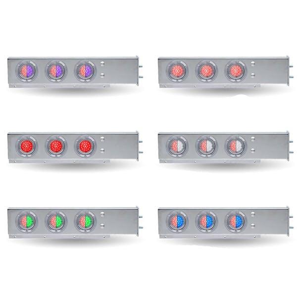 30" Mud Flap Hangers With Dual Revolution Starburst Watermelon LED Lights 2 1/2" Bolt Spacing - All Options